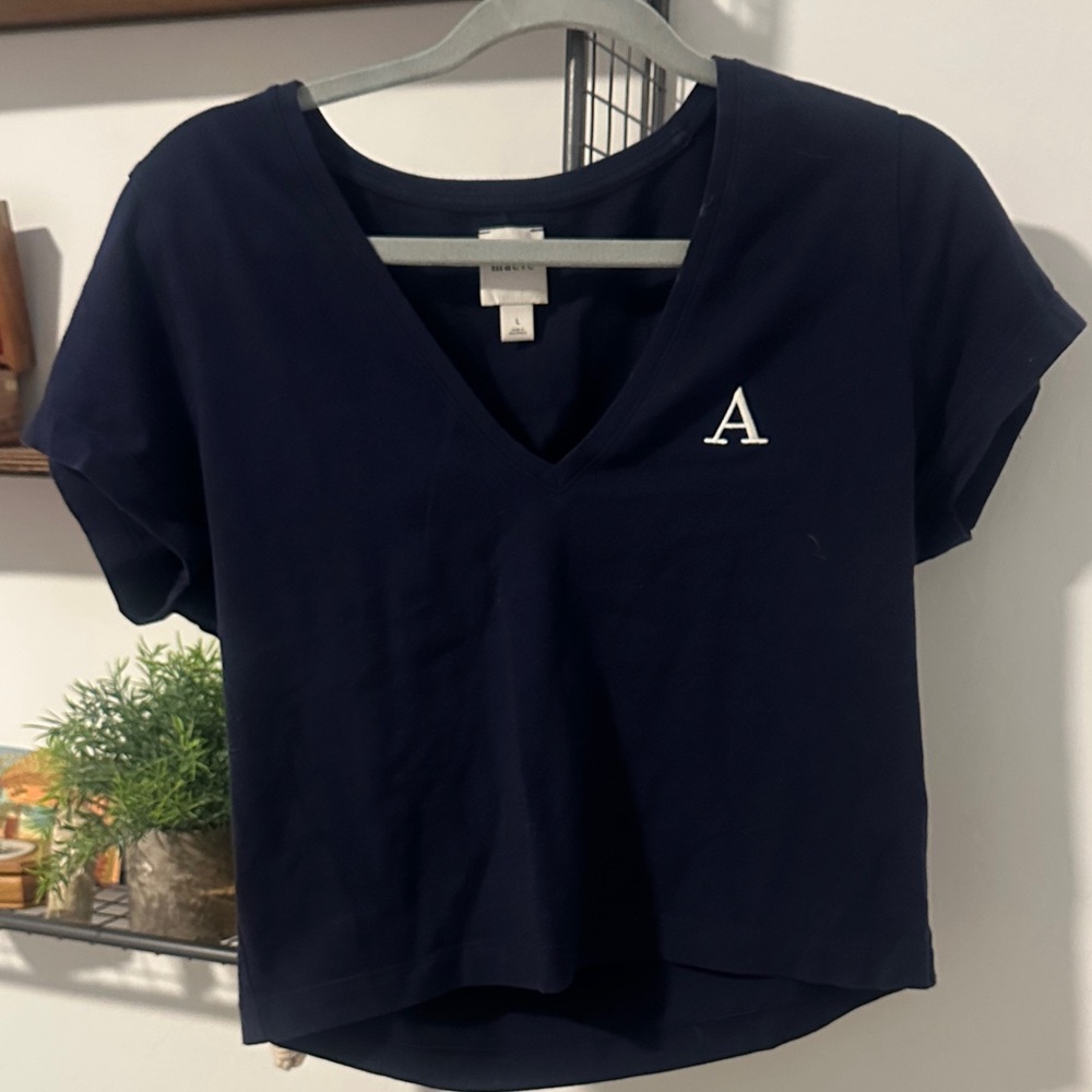 Maeve Anthropologie Cropped V-Neck Tee